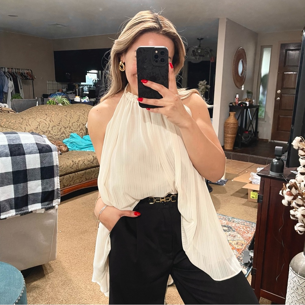 ADEAM | Contemporary Off White Flowy Halter Top Size: XS